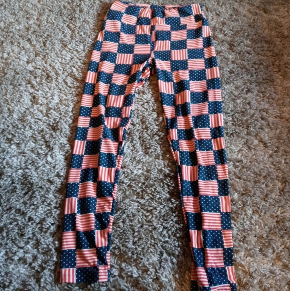 LuLaRoe red white and blue American flag leggings - Picture 2 of 4